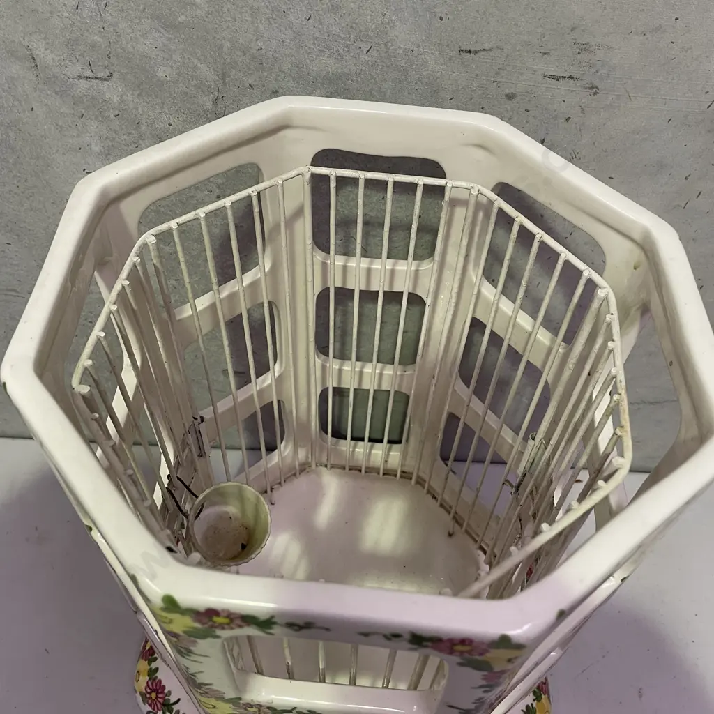 Handpainted Octagonal Ceramic Bird Cage. H63cm Dia30cm Image 1++