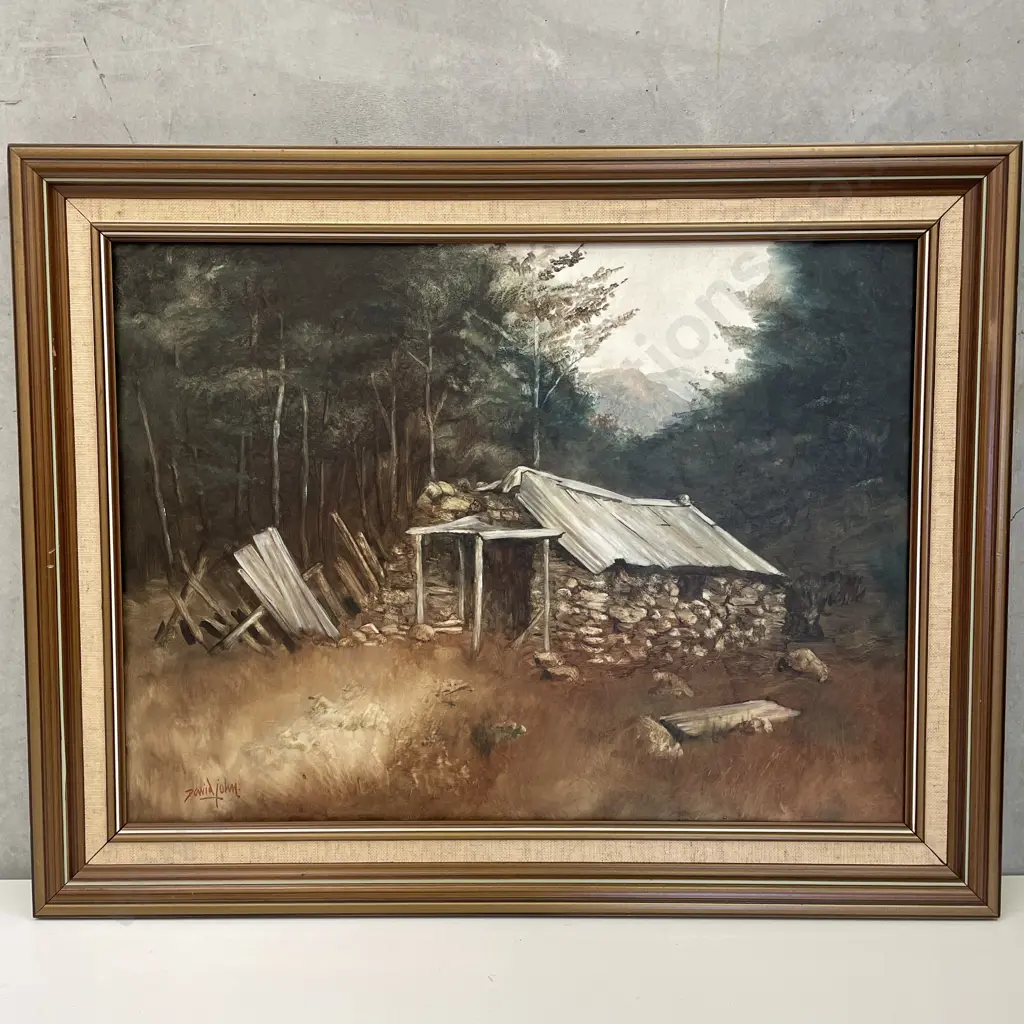 Original Framed Artwork. Signed David John. Depicting Stone Cottage. 70 x 55cm Image 1++