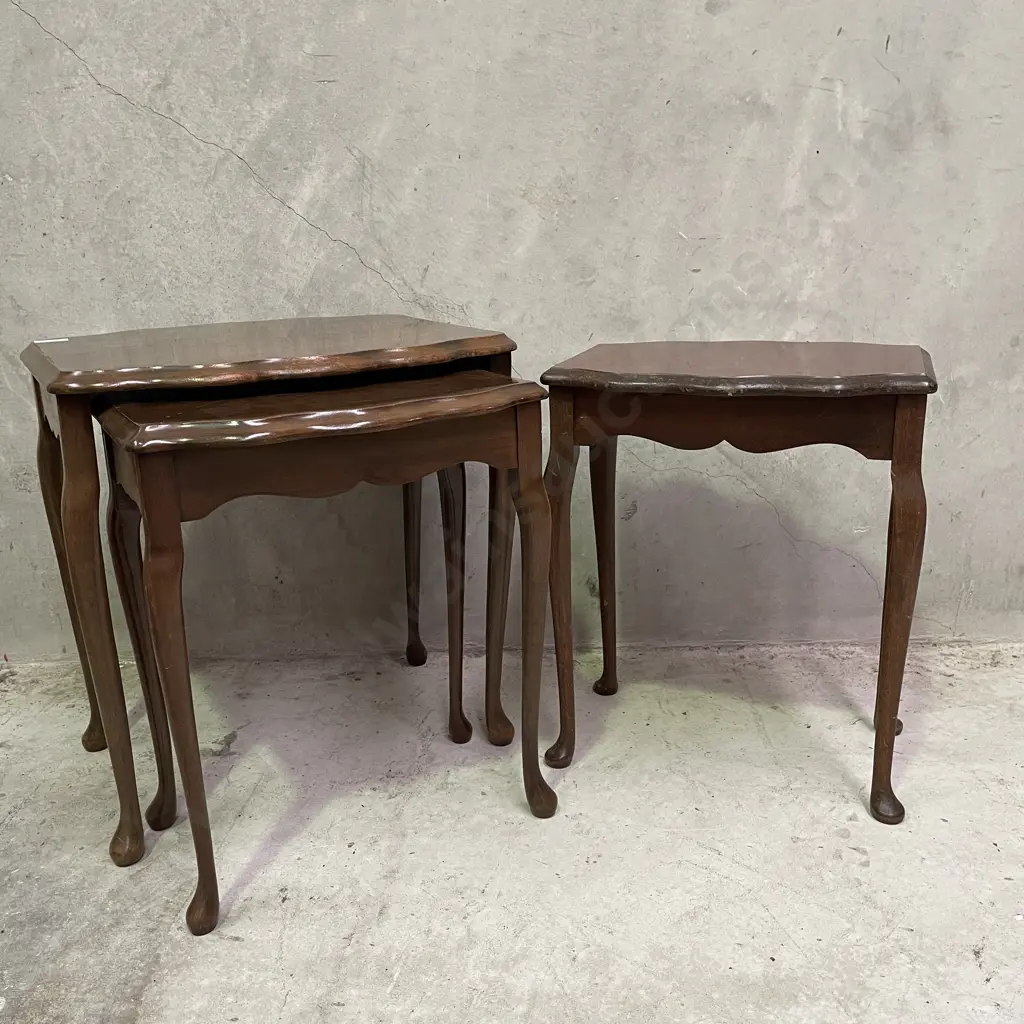 Vintage Solid Mahogany Nest of 2 tables with one other Image 1++