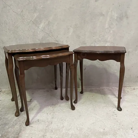 Vintage Solid Mahogany Nest of 2 tables with one other