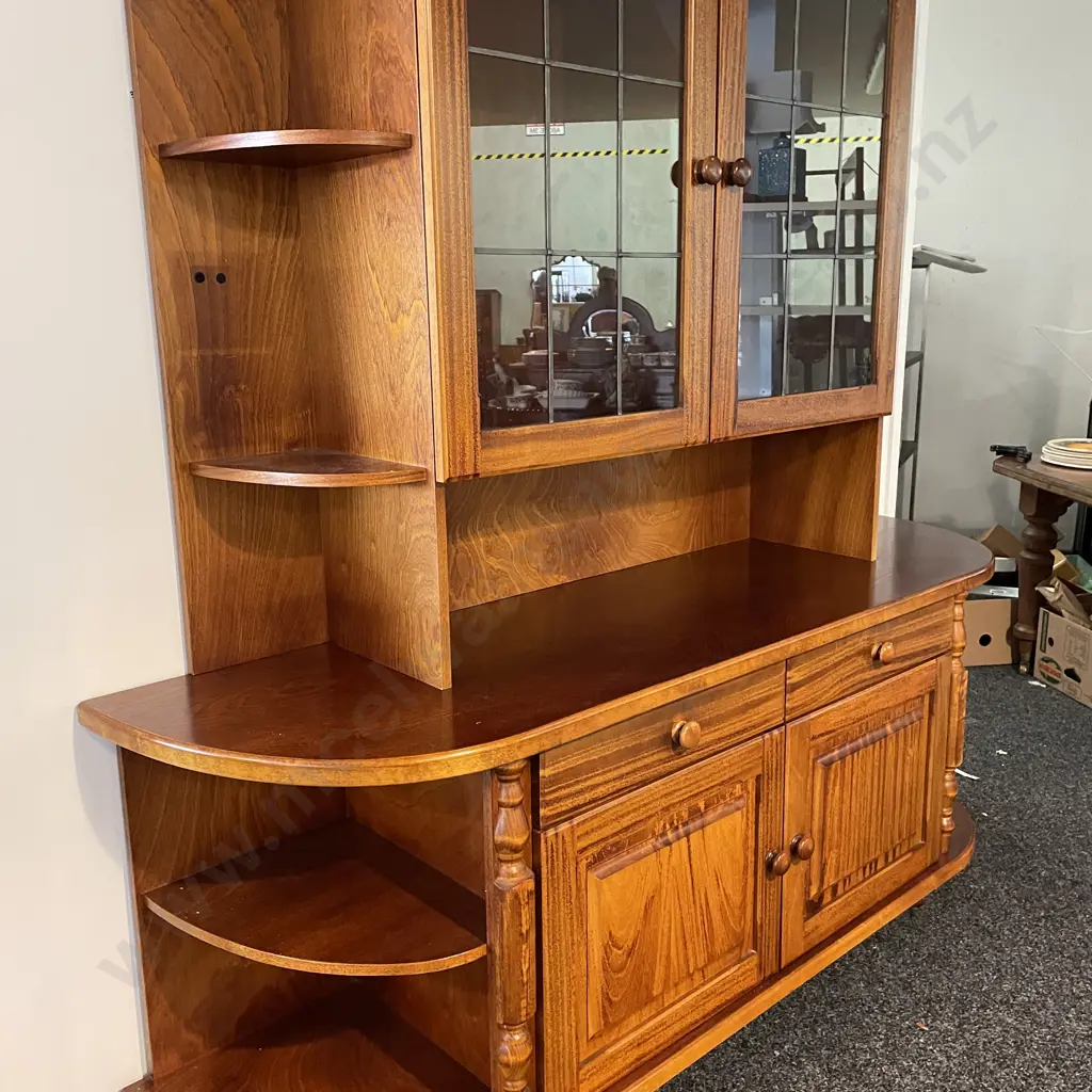 NO RESERVE Pieter A. De Vries & Son Ltd two piece Hutch Display Cabinet. H190 W185 D53cm Image 1++