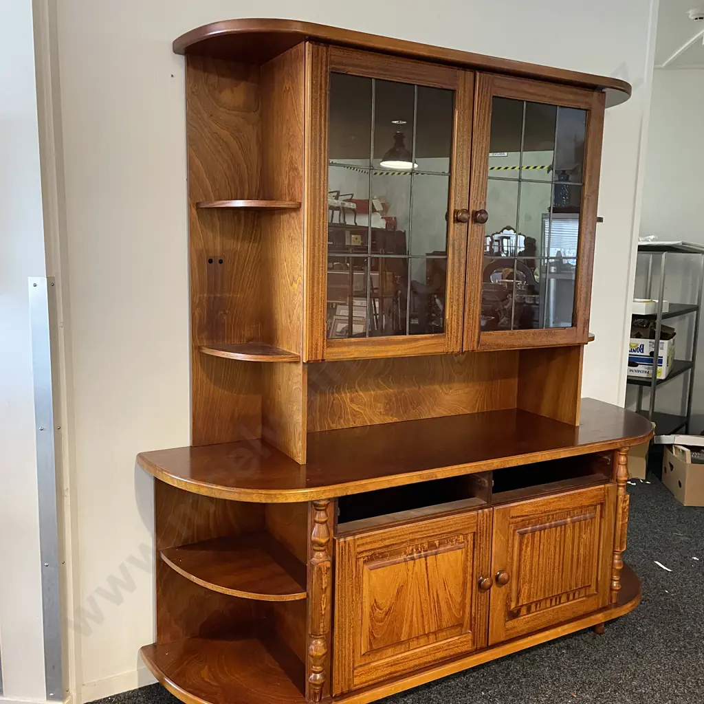 NO RESERVE Pieter A. De Vries & Son Ltd two piece Hutch Display Cabinet. H190 W185 D53cm Image 1++