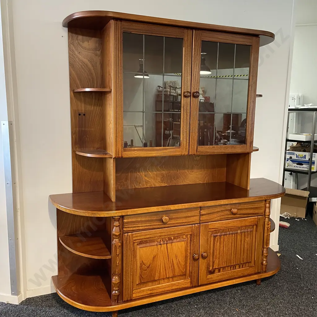 NO RESERVE Pieter A. De Vries & Son Ltd two piece Hutch Display Cabinet. H190 W185 D53cm Image 1++