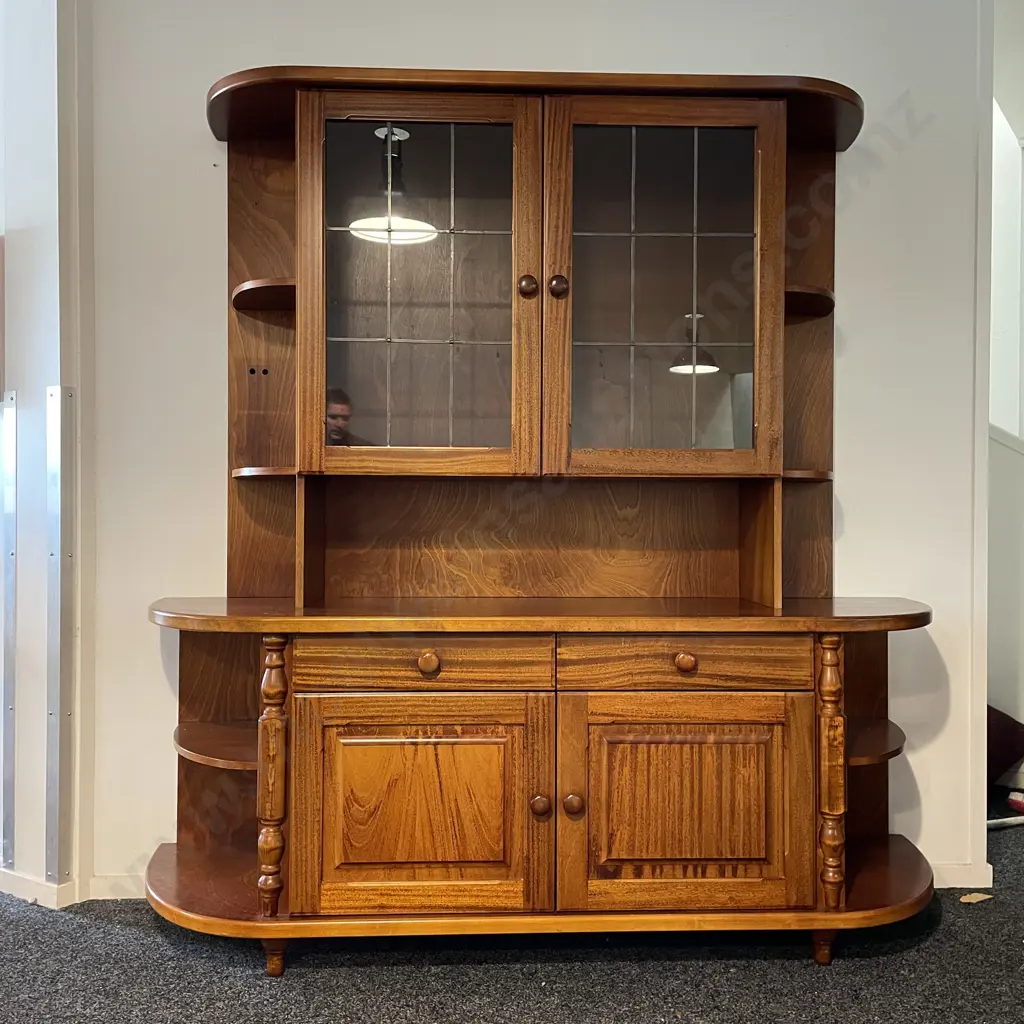 NO RESERVE Pieter A. De Vries & Son Ltd two piece Hutch Display Cabinet. H190 W185 D53cm Image 1++