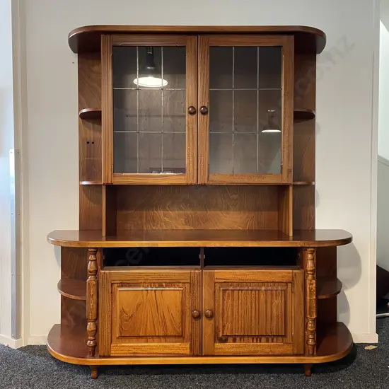 NO RESERVE Pieter A. De Vries & Son Ltd two piece Hutch Display Cabinet. H190 W185 D53cm