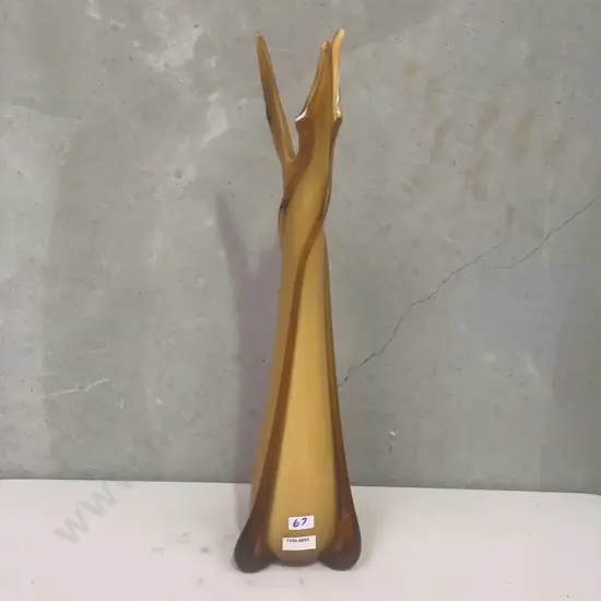 Stunning Murano? Art Glass Vase. Tall at H50cm. Yellow and liquid amber colour