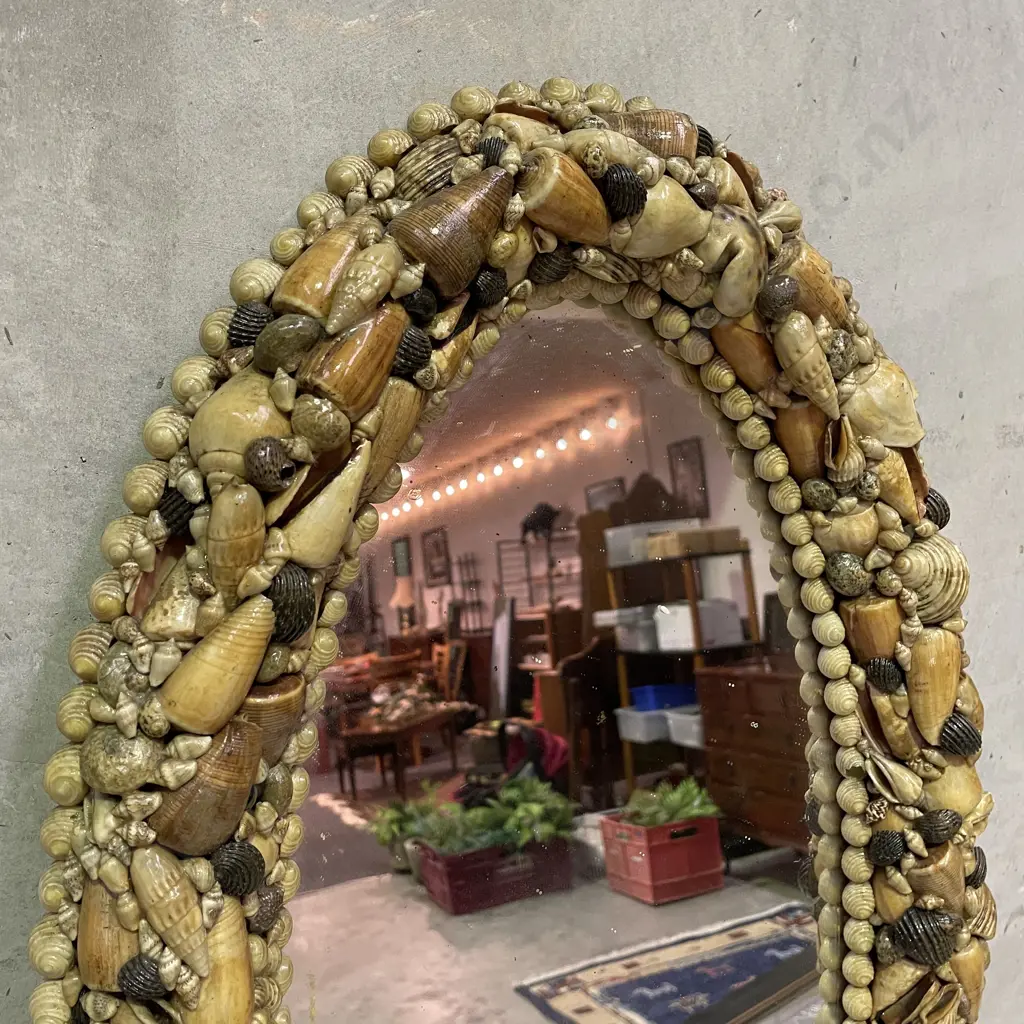 Oval Glazed Shell Framed Mirror. 72 x 42cm Image 1++