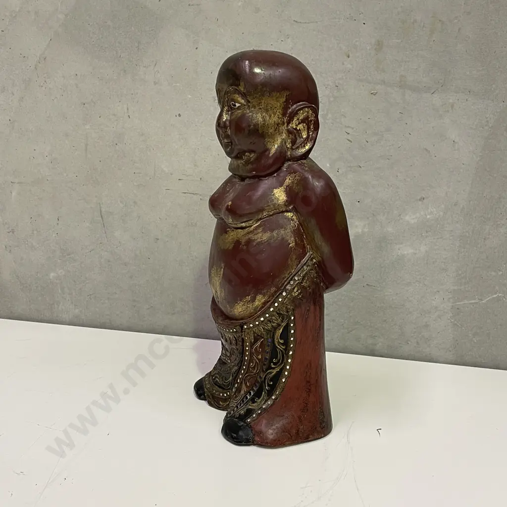Carved Solid Wood Buddha with gilding and jewelled decoration. H46cm Image 1++