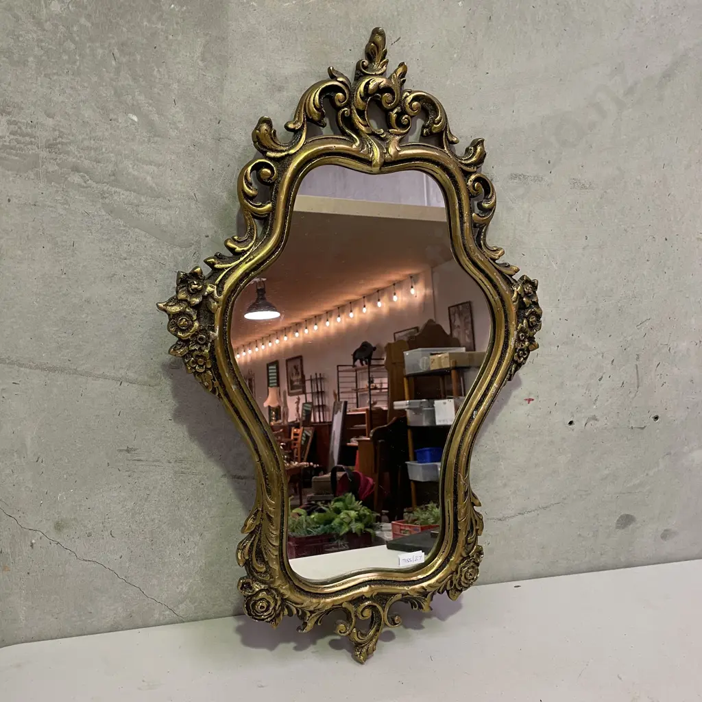 Gilded Ornate Metal Framed Mirror. 46 x 70cm Image 1++