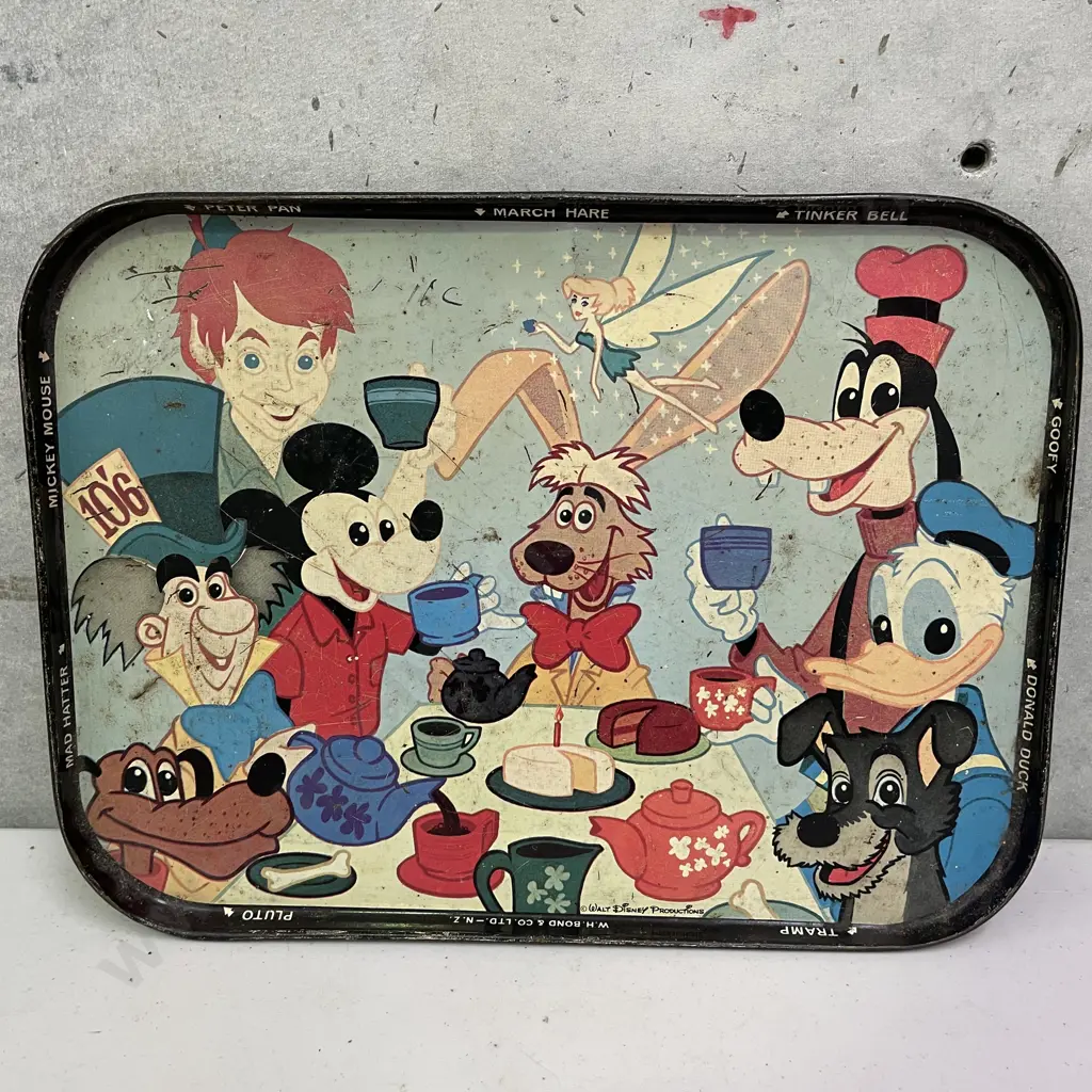 Vintage Walt Disney Bond & Co Tray. Assorted Characters Image 1++