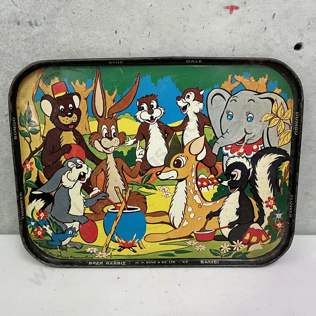 Vintage Walt Disney Bond & Co Tray. Assorted Characters Image 1++