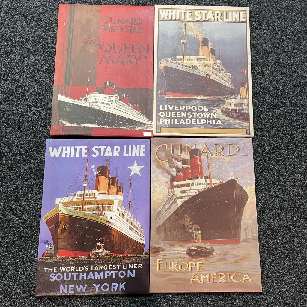 Vintage Advertising Canvas Art Promo's. White Star Line x 2, Queen Mary and Gurnard  Image 1++