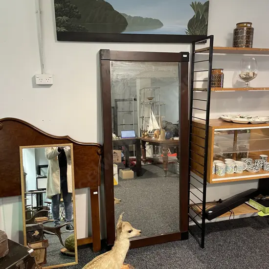 Large Block Wood Framed Mirror. 163 x 73cm D8cm