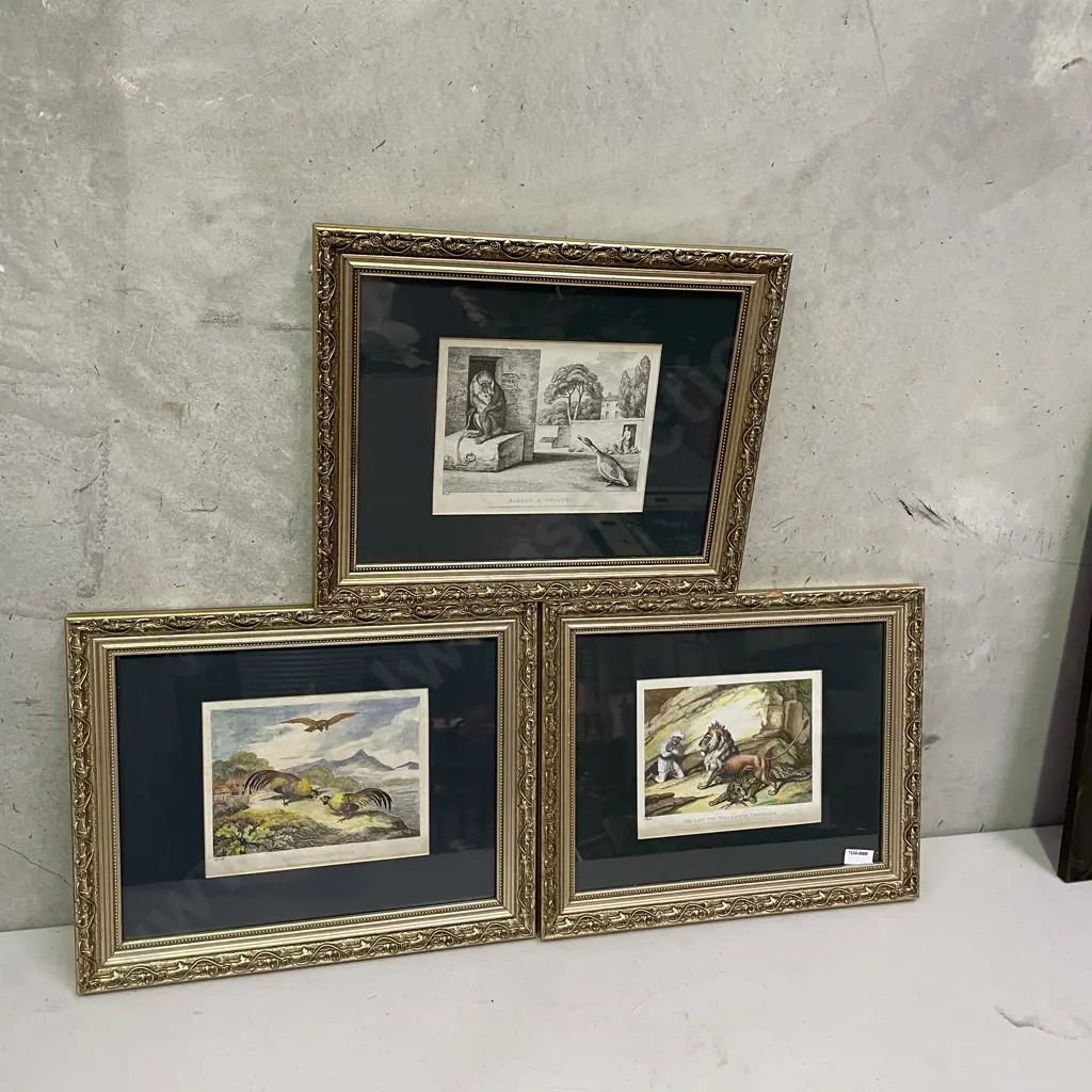Three Vintage Gilt Framed Prints by Samuel Howitt. 2 handpainted by Nightengill. Image 1++
