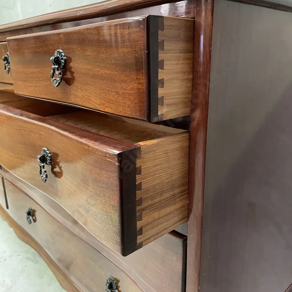 Vintage Extra Large Solid Mahogany 10 Drawer Lowboy. Original Metal drop handles. L165 D44 H89cm Image 1++