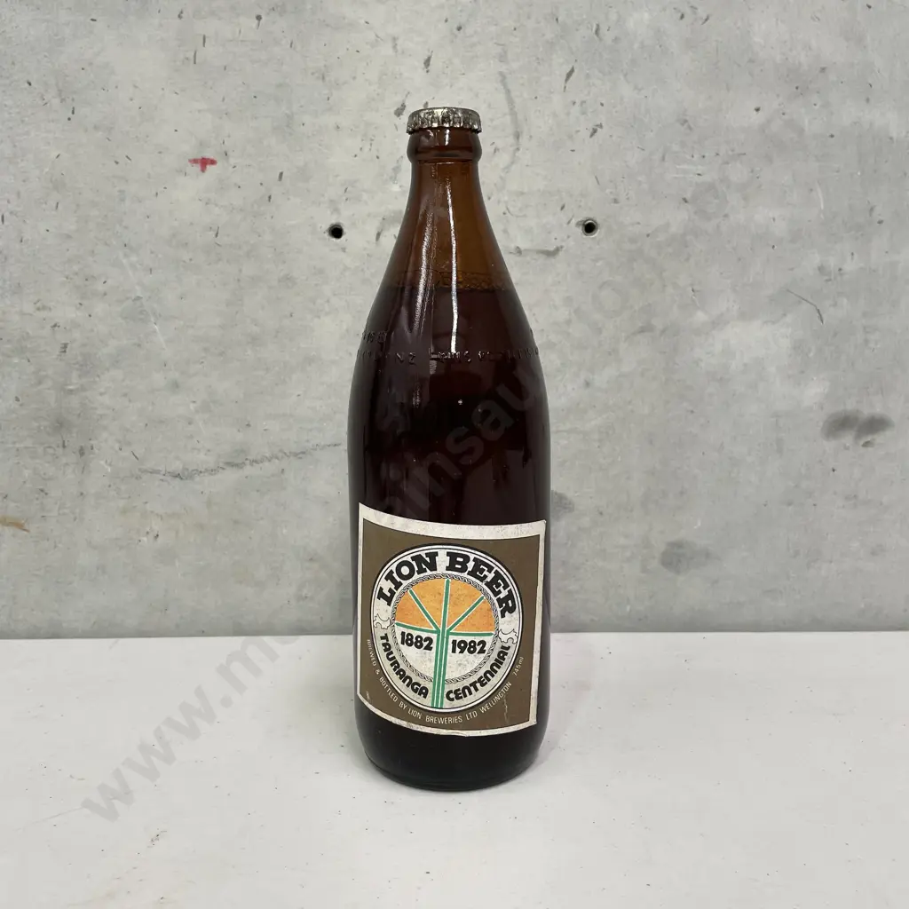 Unopened Lion Beer Bottle. Tauranga Centennial 1882-1982 Image 1++