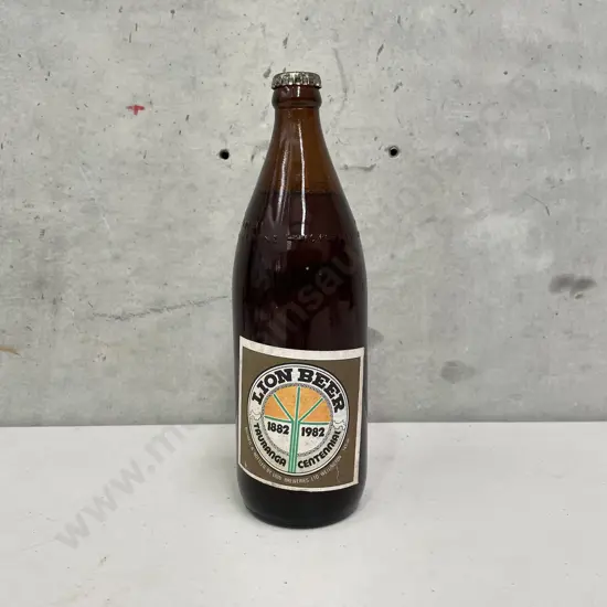 Unopened Lion Beer Bottle. Tauranga Centennial 1882-1982