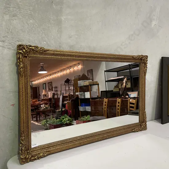 Vintage Ornate Gilt Framed Rectangular Wall Hung Mirror 91 x 56cm