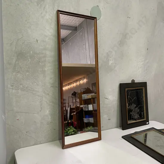 Wood Framed Rectangular Wall Hung Mirror. 126 x 43cm