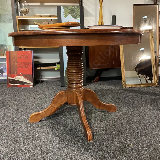 Solid Wood Round Dining Table. Beehive central panel with quad base. Dia 105cm