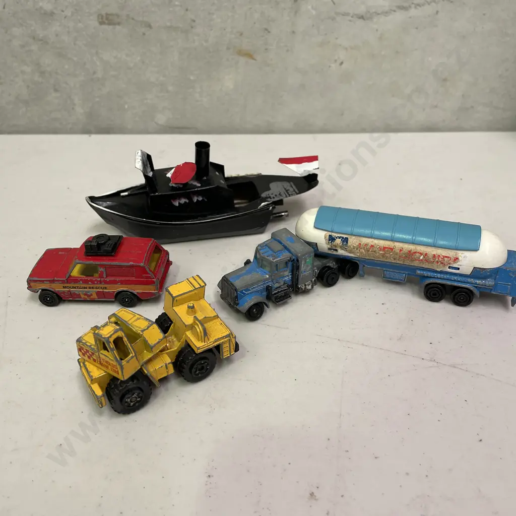 Toy Models including Yatming French Tanker, tin boat etc Image 1++