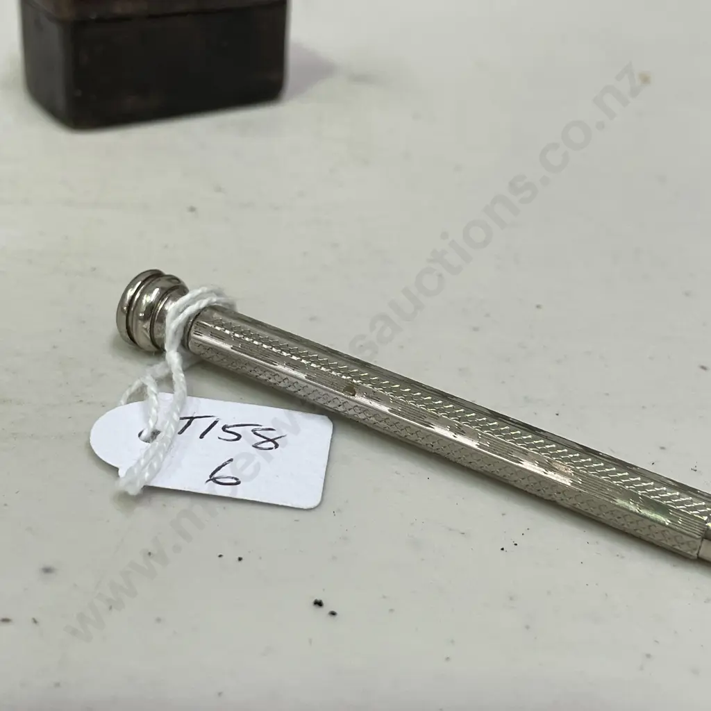 Antique Leather Cased JBAA PLDA Lighter with Silver Plated Retractable Pencil Image 1++