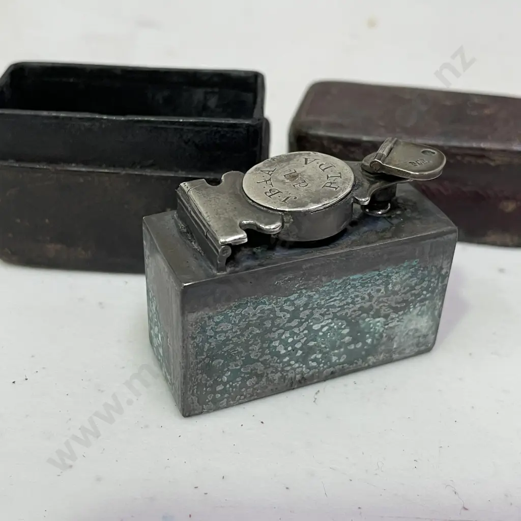 Antique Leather Cased JBAA PLDA Lighter with Silver Plated Retractable Pencil Image 1++