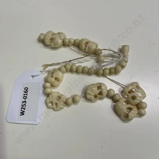 Carved Elephant and Beaded ivory necklace