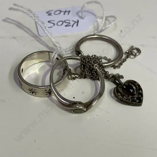 Sterling Silver items, rings, necklace etc