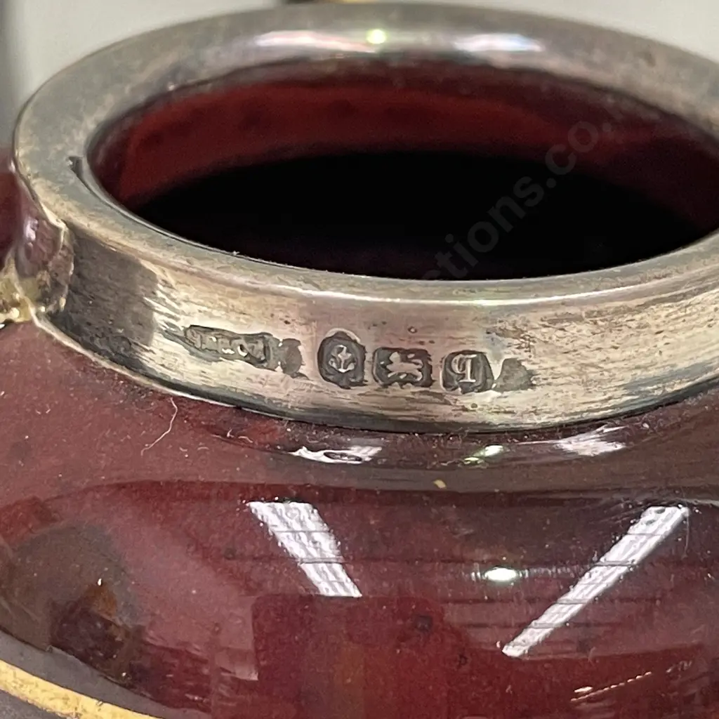 Tunnicliffe Dutch Themed 3 pce teaset. Sterling silver mounts hallmarked MB&Co, Anchor, Lion, 'r'.AF to teapot spout Image 1++