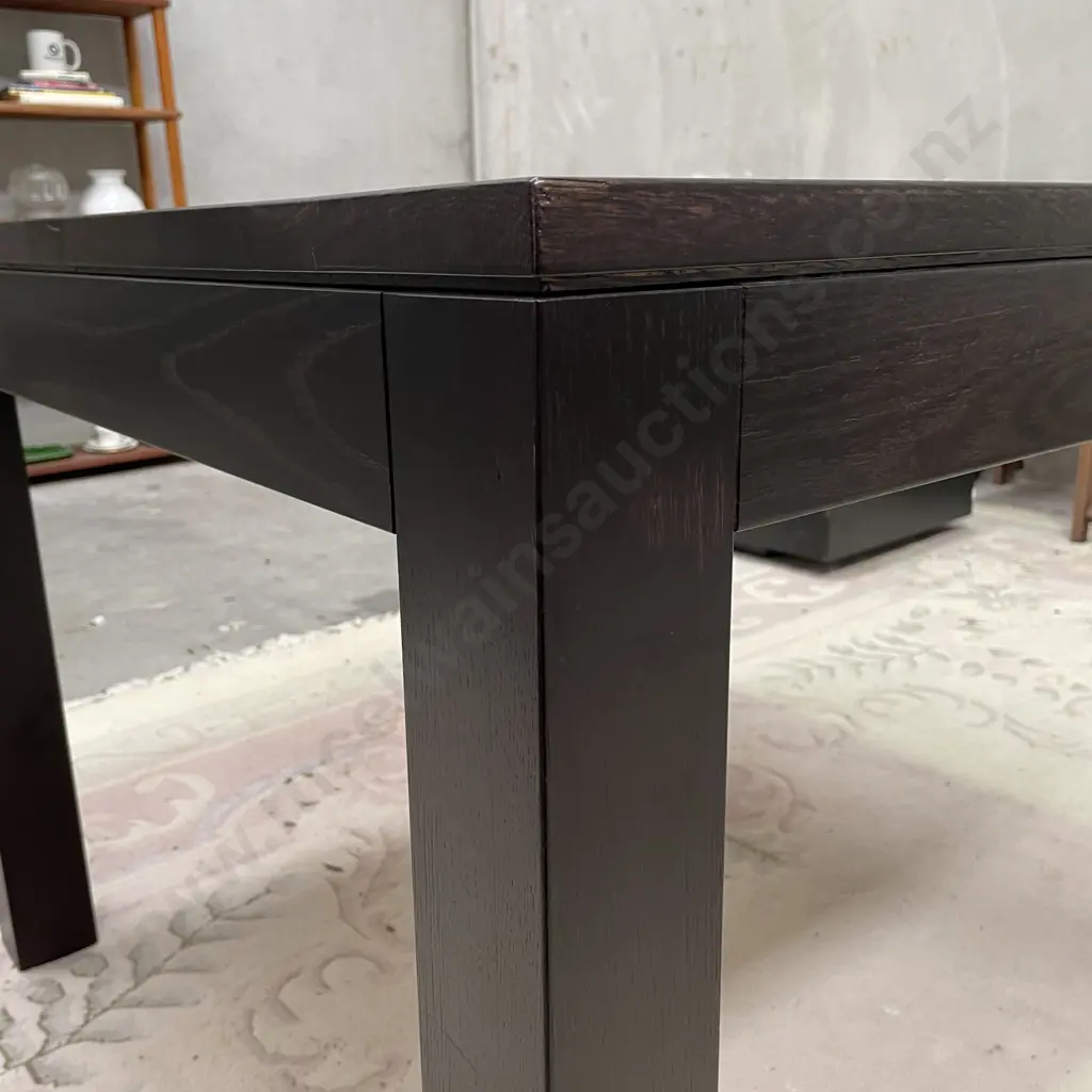 Custom Made Solid Oak Square Table, Dark Stained. Strong Very Solid Table. 100cm Sq, H76cm. Excellent condition Image 1++