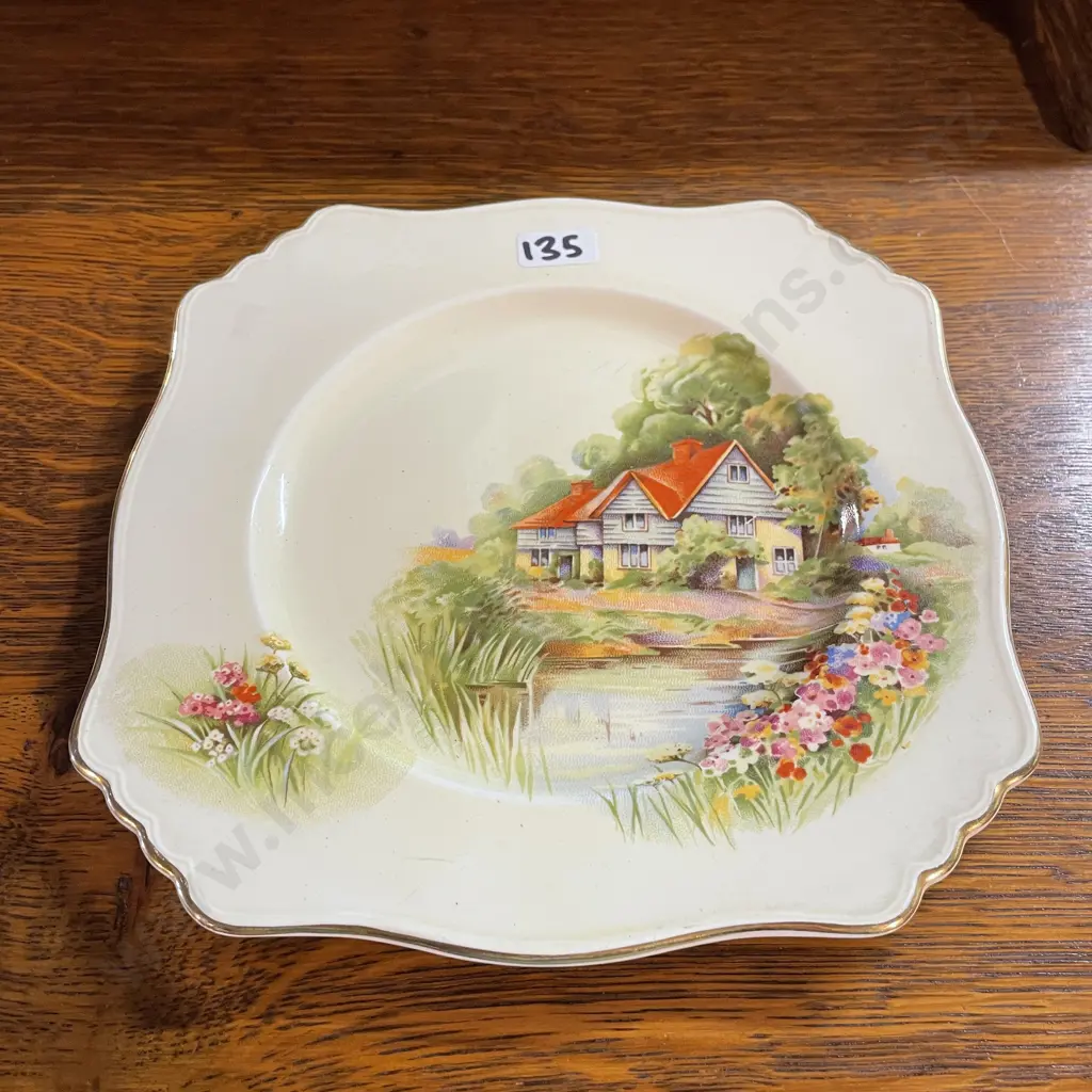 Royal Winton Red Roof Cottage Cake Plate Image 1++