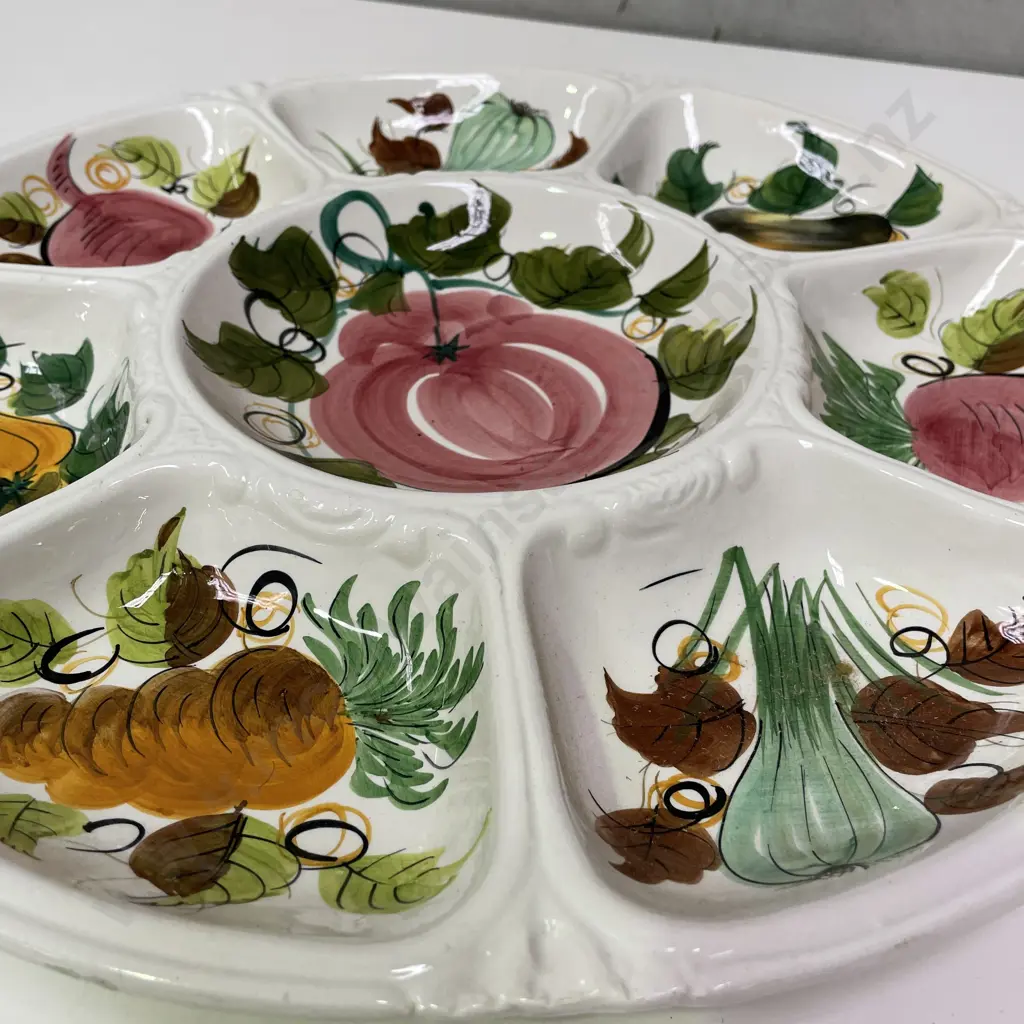 Large Vintage Segmented Hand painted Italian hors d'oeuvres dish. Dia42cm Image 1++