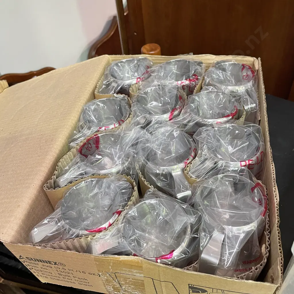 Boxed set of 12 as new 12oz Stainless Steel Jugs Image 1++