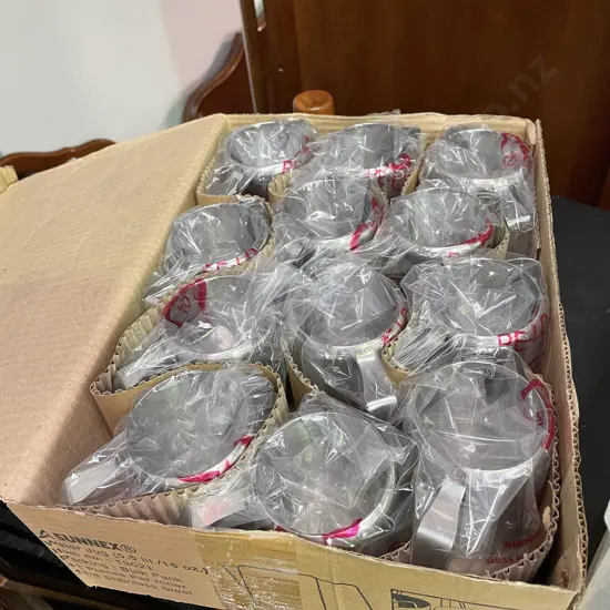 Boxed set of 12 as new 12oz Stainless Steel Jugs