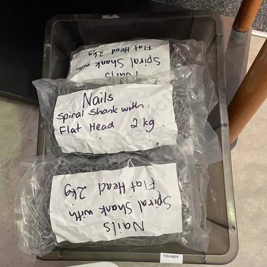 16 KG (8 x 2kg bags) Nails. Spiral Shank with flat head