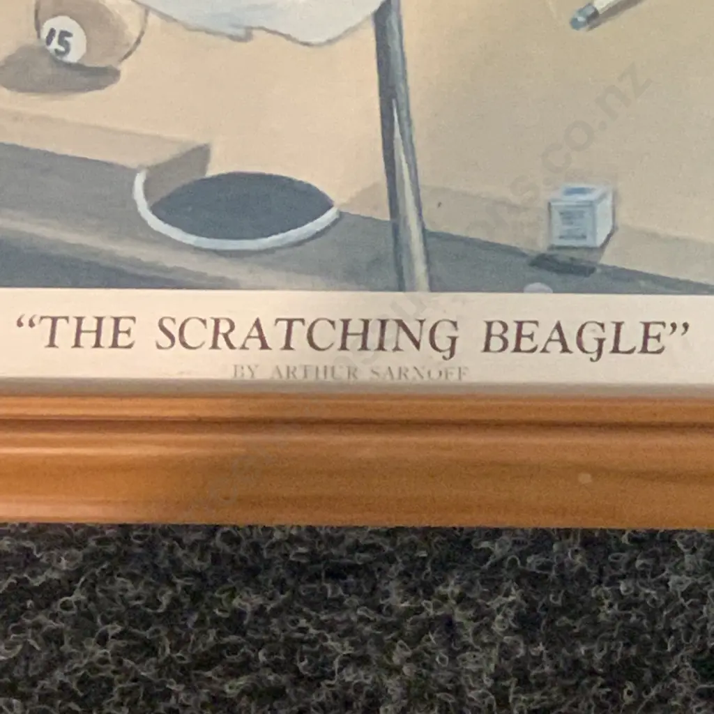 Framed Print by Arthur Sarnoff Titled "The scratching Beagle" 55 x 45cm incl frame Image 1++