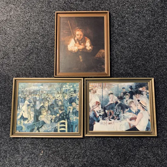 3 Wooden Framed Prints of Well-known Vintage scenes