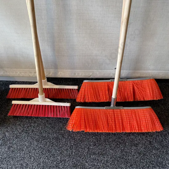 Four Brooms, as new. Incl. Commercial grade