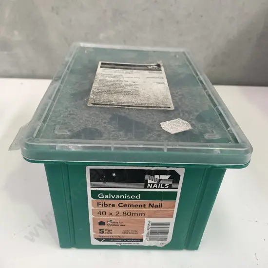 Container of 5kg Galvanised Fibre Cement Nails 40 x 2.80mm