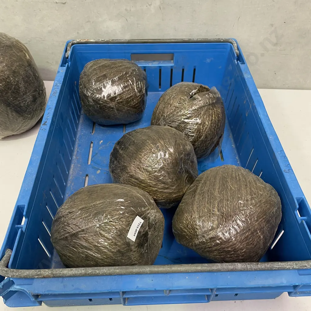 4 x Balls of 1.5m, 2 ply Rope/Heavy duty yarn in blue plastic tray Image 1++