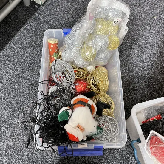 Box of Assorted Christmas Decorations, incl lights