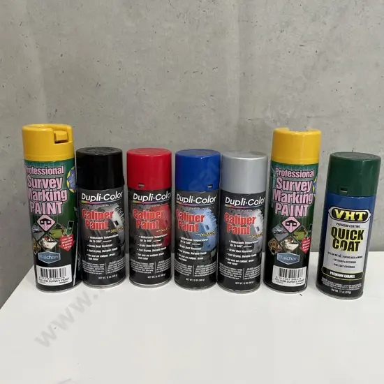 Assorted Cans including Caliper Paint, marking paint etc