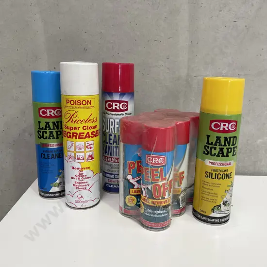 Assorted Cans including CRC Silicone, Peel Off, Degreaser etc