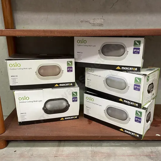 Mercator Oslo Outdoor Ceiling/Wall Light. MX6125 x 5. Silver. New in box
