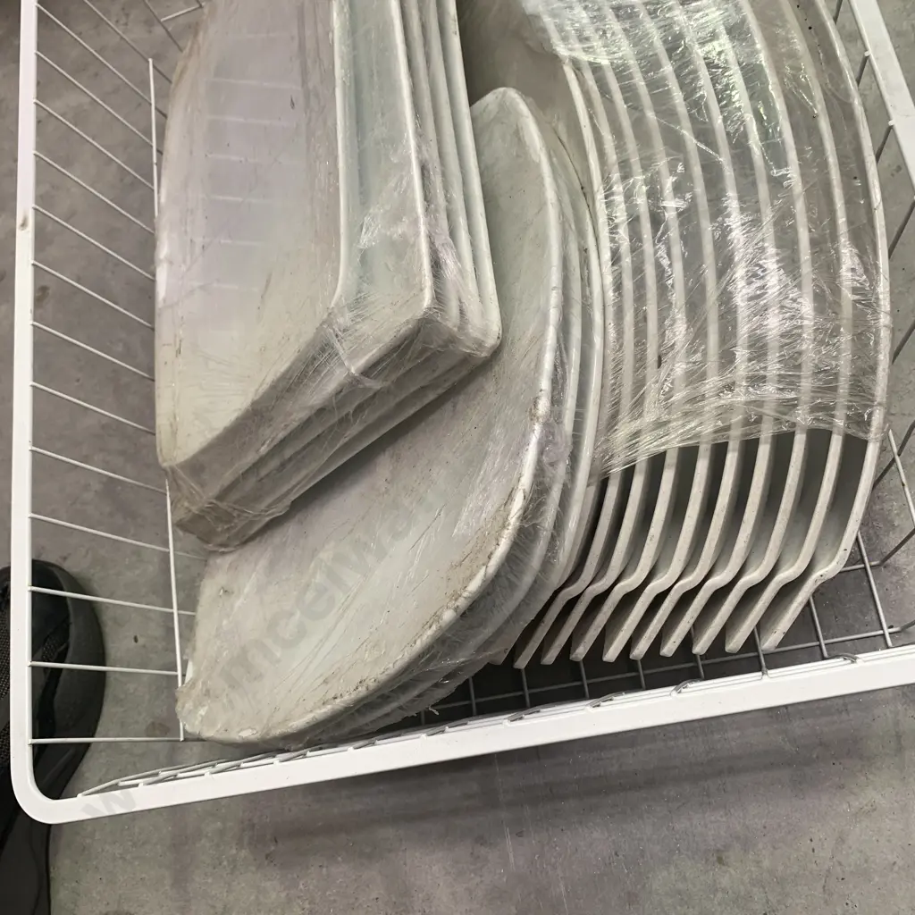 Large Metal Basket with assortment of As new Large white Catering Platters Image 1++