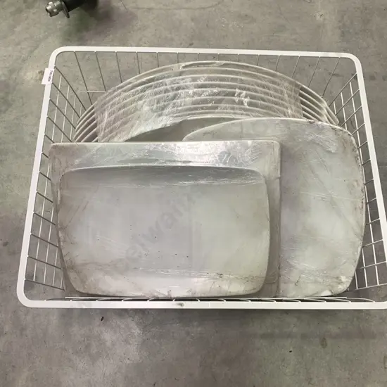 Large Metal Basket with assortment of As new Large white Catering Platters