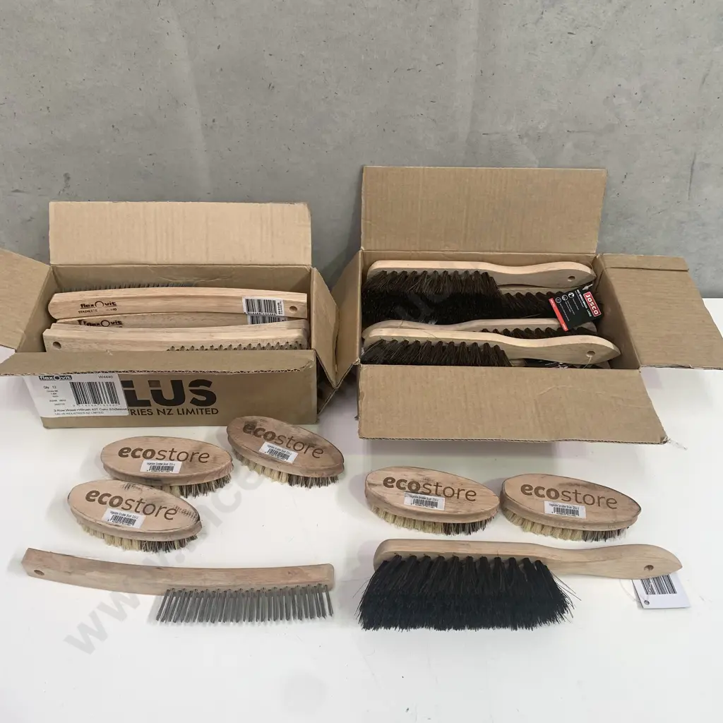 Selection of As-New Brushes including Flexovit Wire Brushes x 12, Josco Hot Bench Brush Large Image 1++