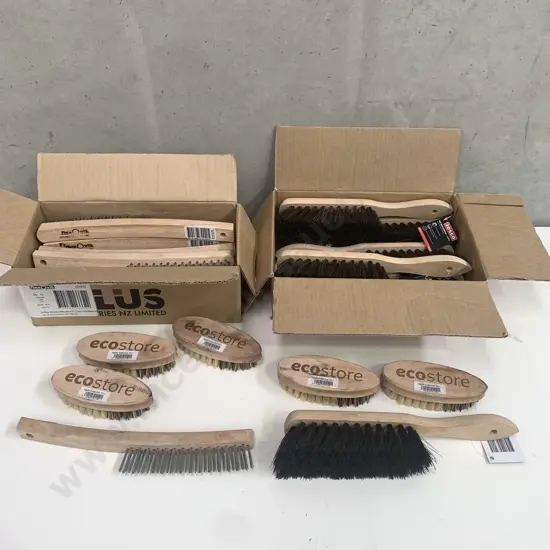 Selection of As-New Brushes including Flexovit Wire Brushes x 12, Josco Hot Bench Brush Large