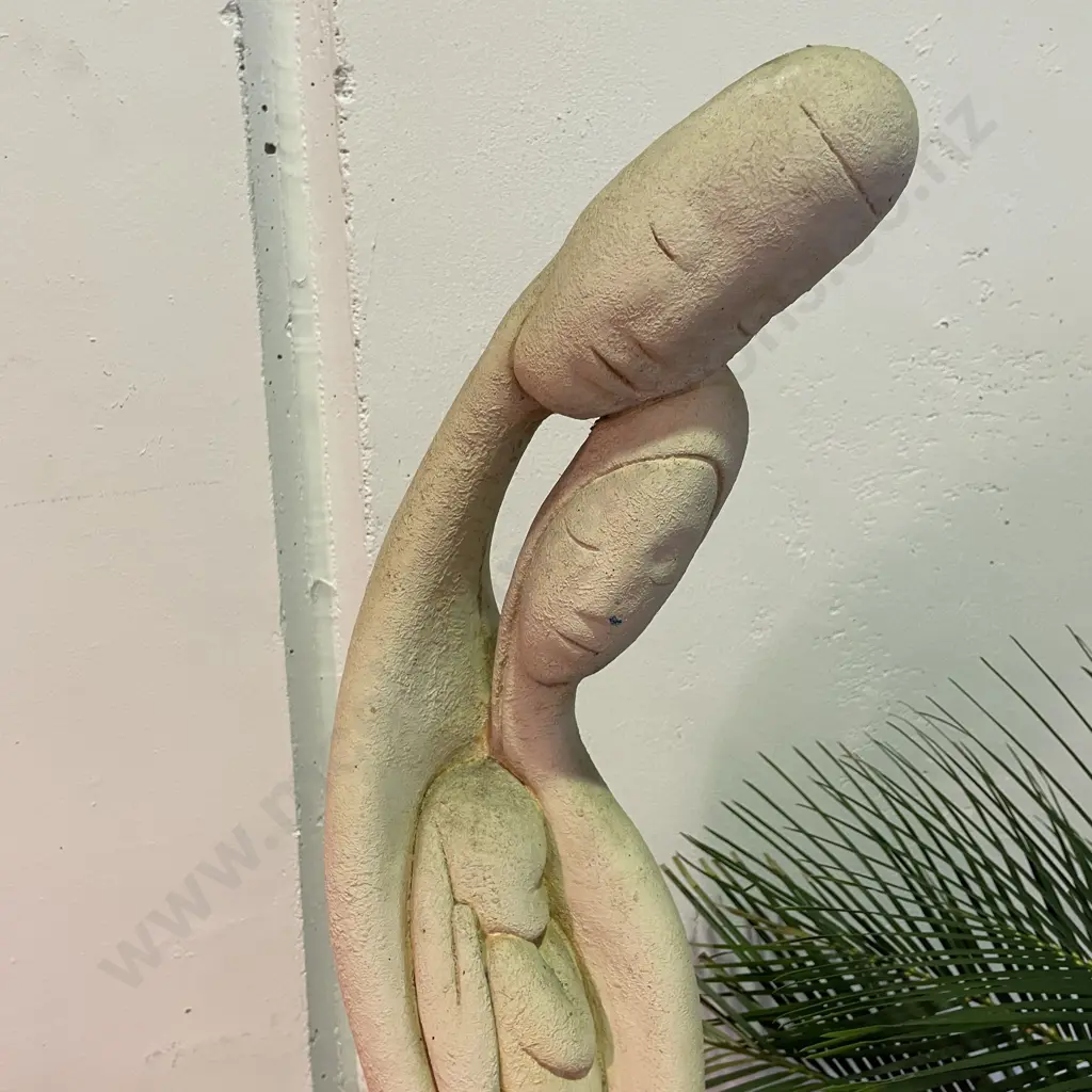 Stunning Concrete Pillar Garden Sculpture with Stylised Carved Family. H1.5 Metres Image 1++